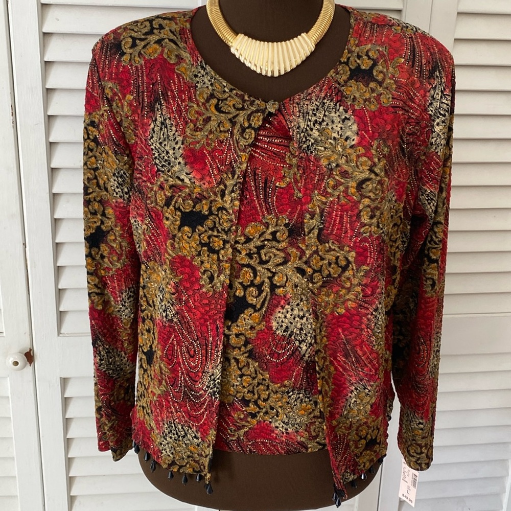 Dress barn Multi colored  2 pc Jacket and She’ll set Size Large